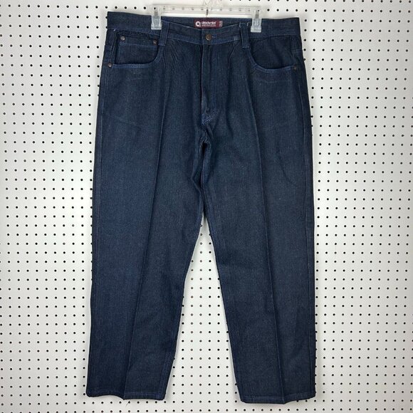 Akademiks Blue Wide Leg Denim Jeans Sz 40x30 Y2K Hip Hop Streetwear Skate‎ Baggy - Picture 5 of 7